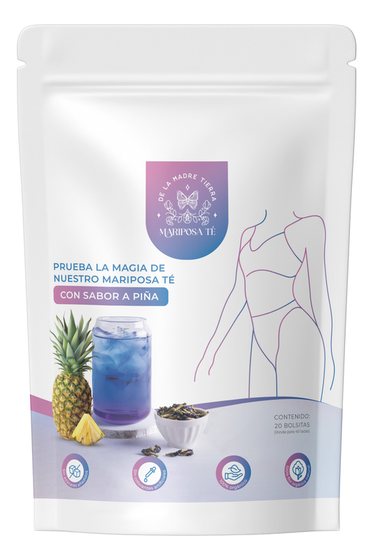 Mariposa Té. Con  sabor a Piña: 20 bolsitas rinde para 40 tazas Un Abrazo Tropical de Bienestar